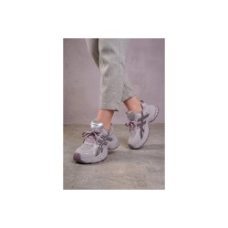 Кросівки жіночі Fashion сірі з екошкіри та текстилю (2)